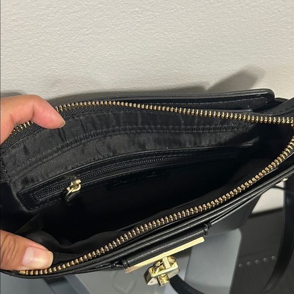 Calvin Klein Black Crossbody Purse with Gold Chain & Lock - Picture 2 of 5